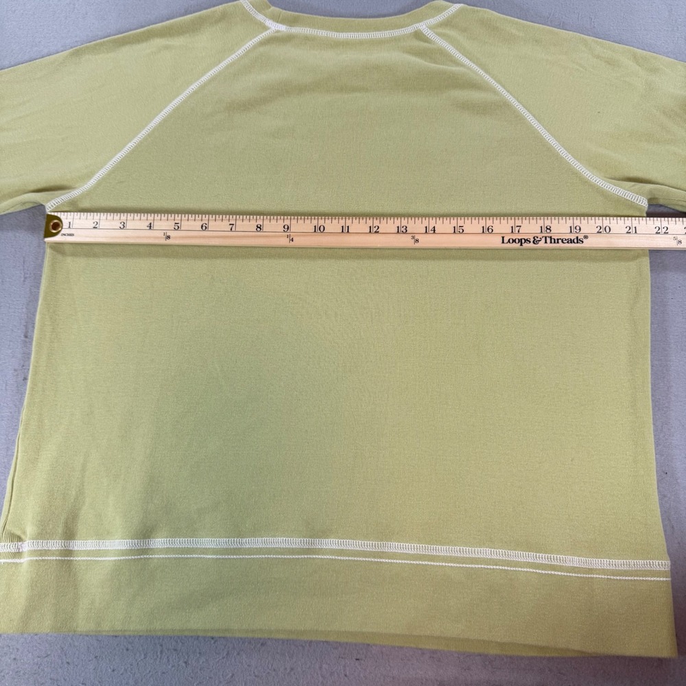 Eddie Bauer Womens L Lime Green Raglan Long Sleeve Cotton Tee - Picture 5 of 8